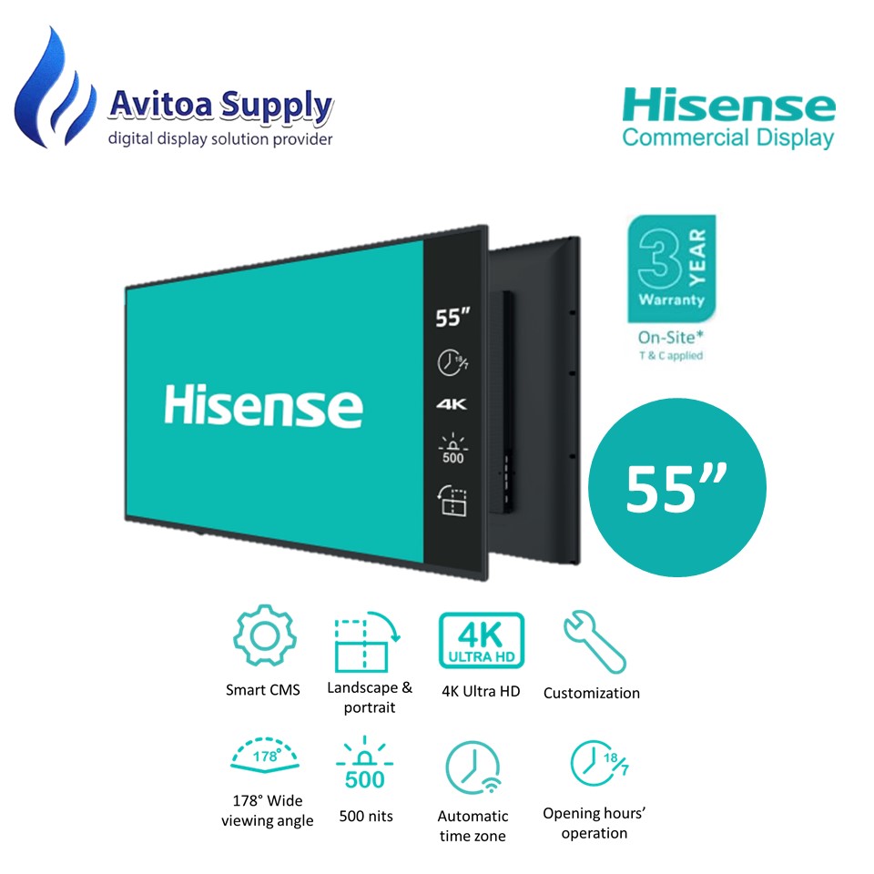 32” Full HD Digital Signage Display - 24/7 Operation . Hisense Commercial  Display