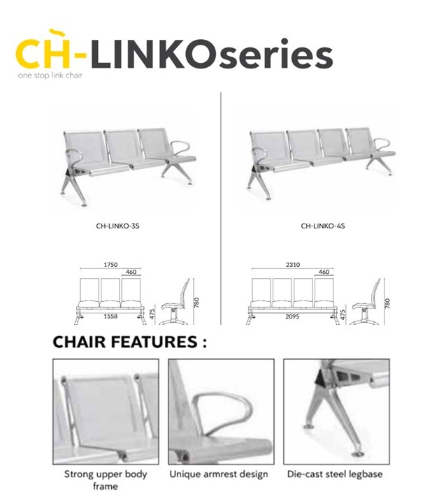 LINK CHAIR SERIES - 3 SEATER LINK CHAIR - CH-LINKO-3S