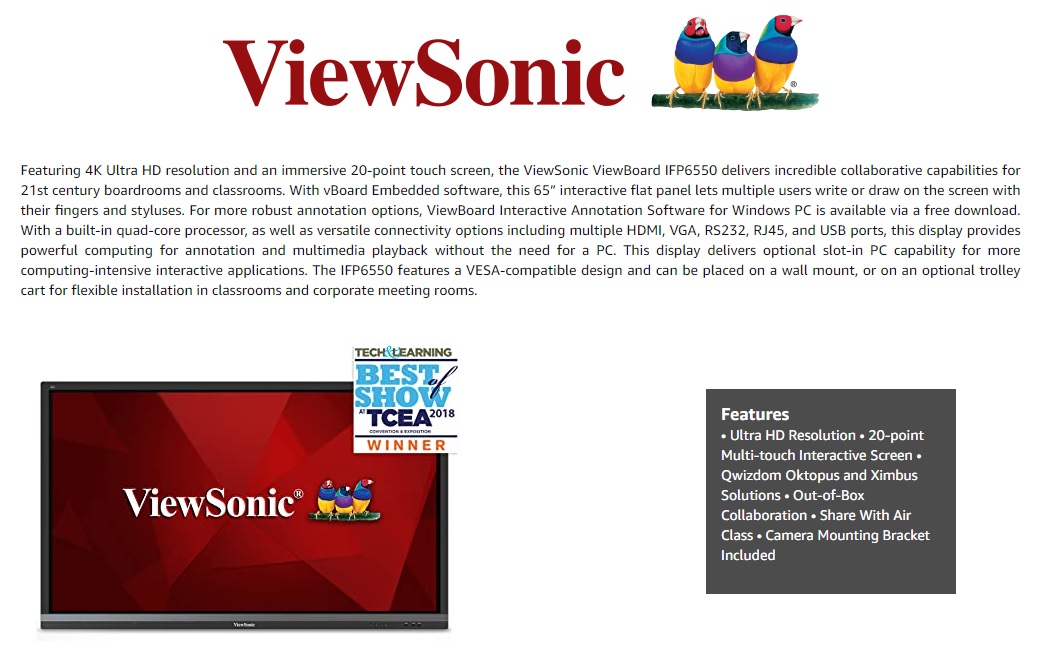 ViewSonic ViewBoard® 86'' 4K Interactive Display