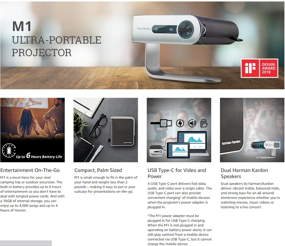 ViewSonic M1 LED Portable Projector